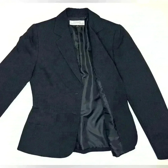 Tahari Arthur S. Levine Women's Black Textured Striped Jacket Blazer Size 4 - Picture 9 of 9